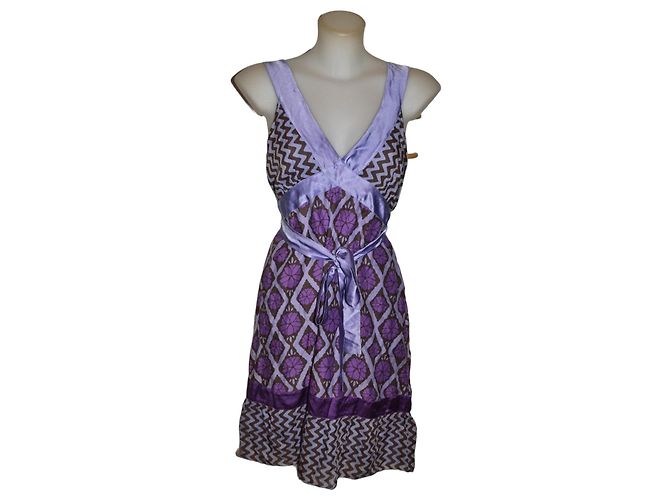 Vestido corto Parosh de seda y algodón Castaño Púrpura
