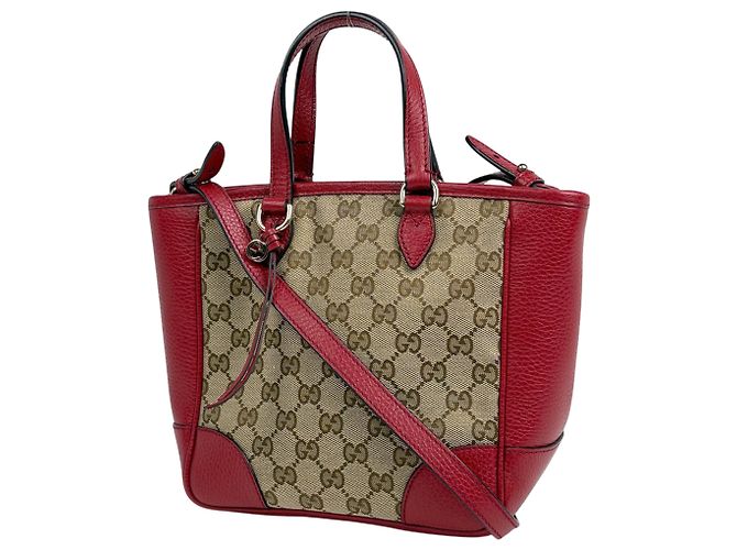Gucci Handtasche mit GG-Muster Rot Beige