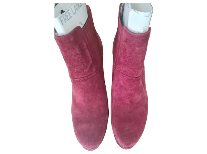 Free Lance Wine Suede Platform Ankle Boots Dark red