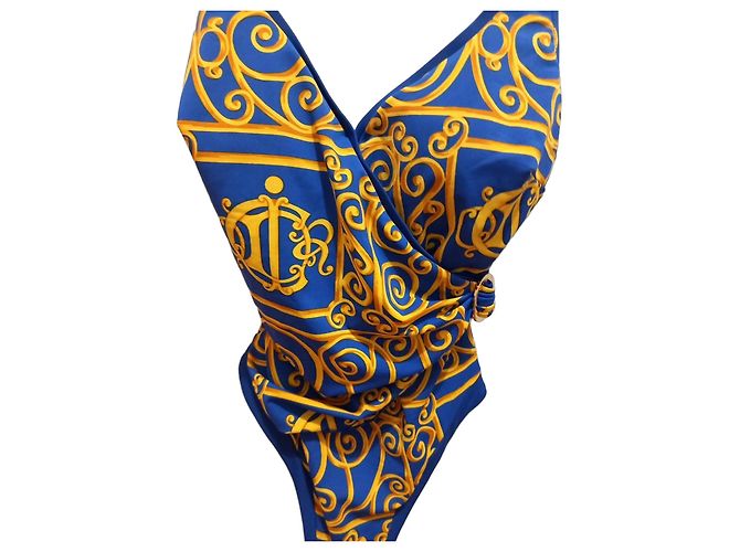 Christian Dior Costume intero Monogram Blu e Oro D'oro