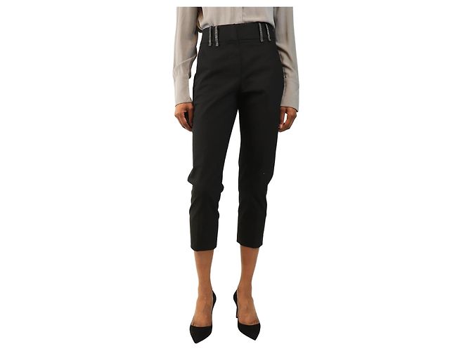 Brunello Cucinelli Schwarze Cropped-Hose - Größe UK 6