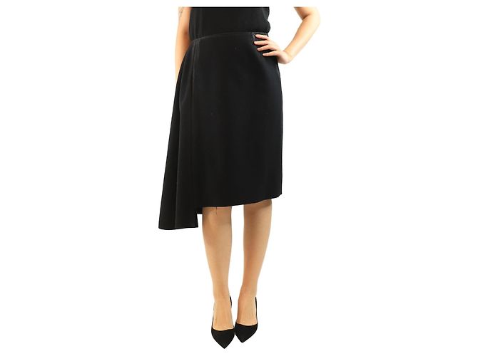 Prada Falda midi negra con paneles asimétricos - talla UK 10 Negro