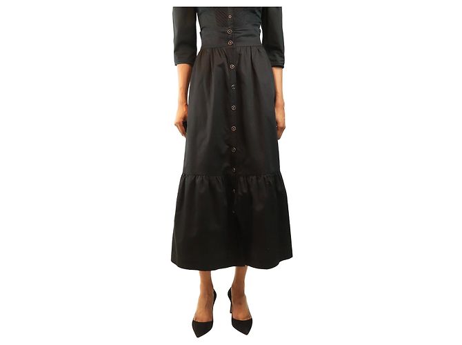 Alice by Temperley Black button-down midi skirt - size UK 8