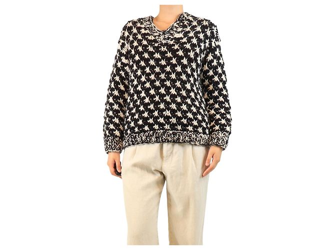 Jonathan Saunders Pull épais noir et blanc - taille S