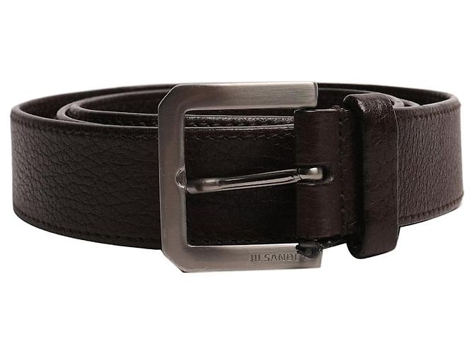 Jil Sander Cintura in pelle martellata marrone