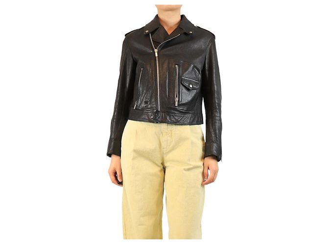 Dior Schwarze Lederbikerjacke - Größe UK 10