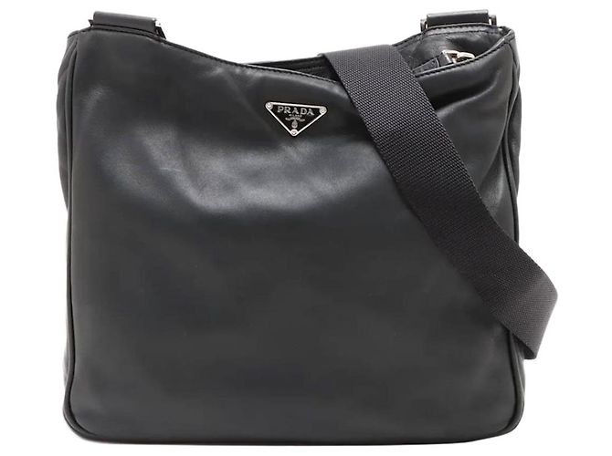Prada Borsa a tracolla in pelle nera Nero