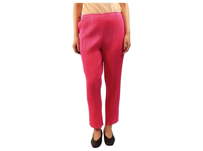 Pleats Please Rosa plissierte Hose - Größe UK 10 Pink
