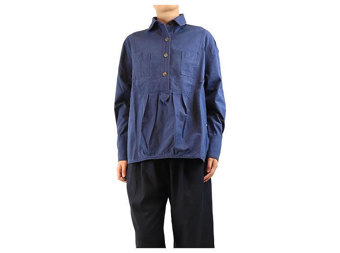 Autre Marque Camisa de sarga de algodón azul - talla L