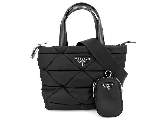 Pequena bolsa tote acolchoada feminina Prada Preto