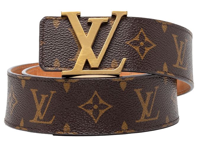 Cinto reversível Louis Vuitton Monogram Initiales marrom