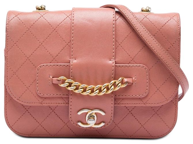 Chanel Pink Small Quilted Sheepskin Front Chain Flap Rosa