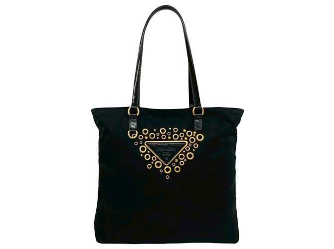 Tote Tessuto nero decorato Prada