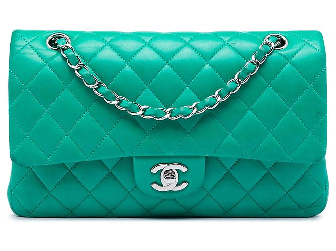 Chanel Green Medium Classic Lambskin Double Flap Vert