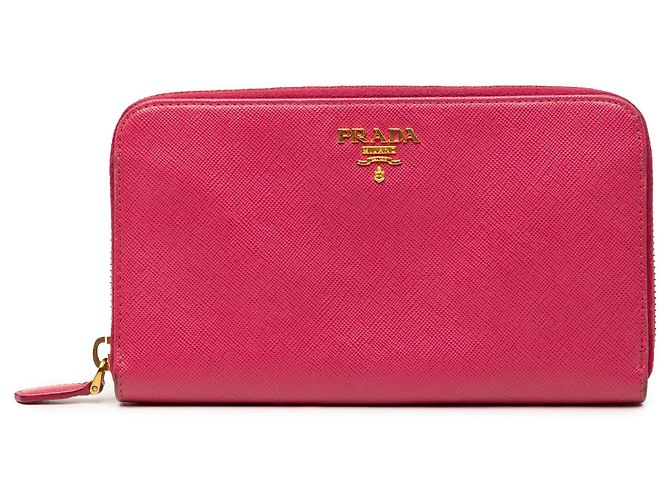 Cartera larga con cremallera en Saffiano rosa Prada