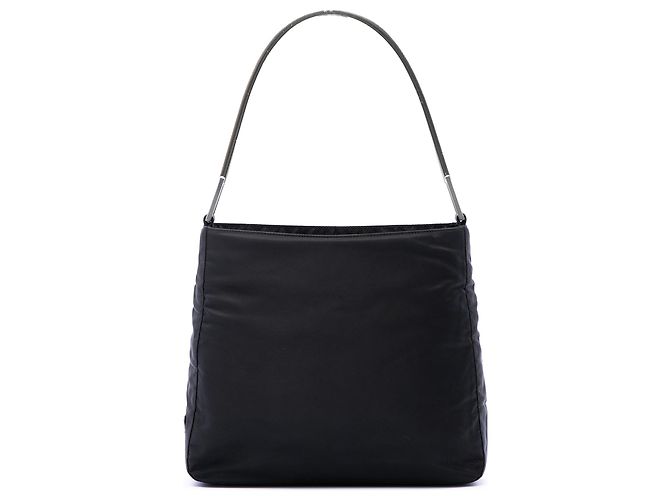 Prada Black Tessuto Tasche mit Metallgriff Schwarz