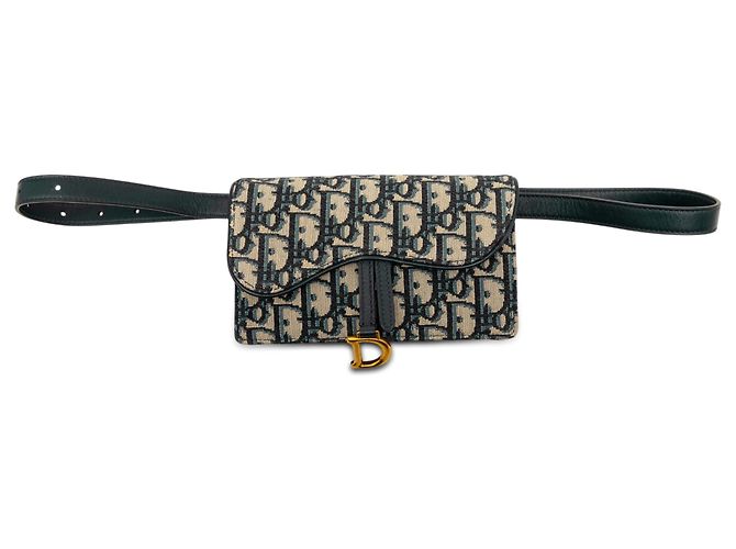 Dior Blue Oblique Canvas Saddle Belt Bag Navy blue