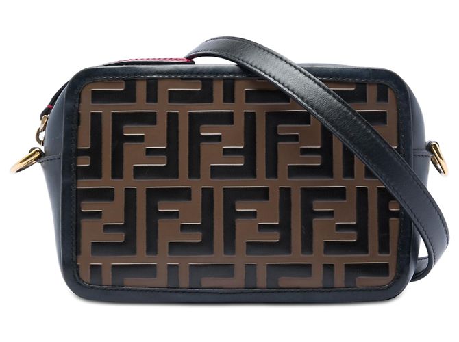 Bolsa Camera Fendi marrom em couro com relevo Mini Zucca