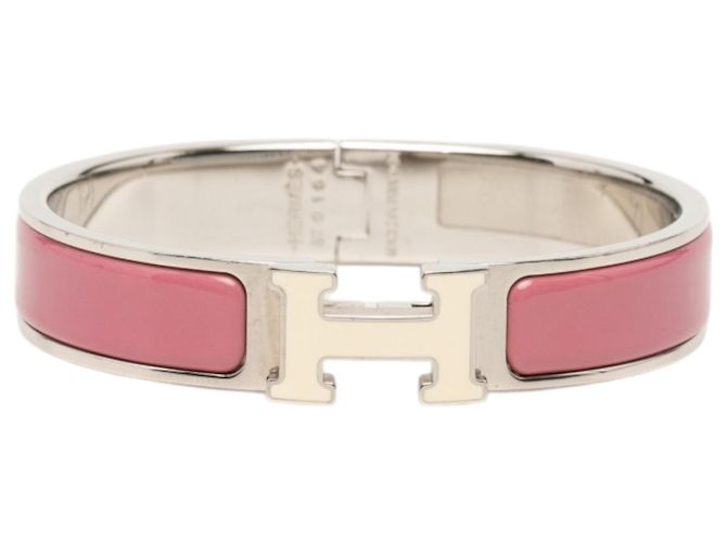 Pulsera Hermès Pink Narrow Enamel Clic H PM Rosa