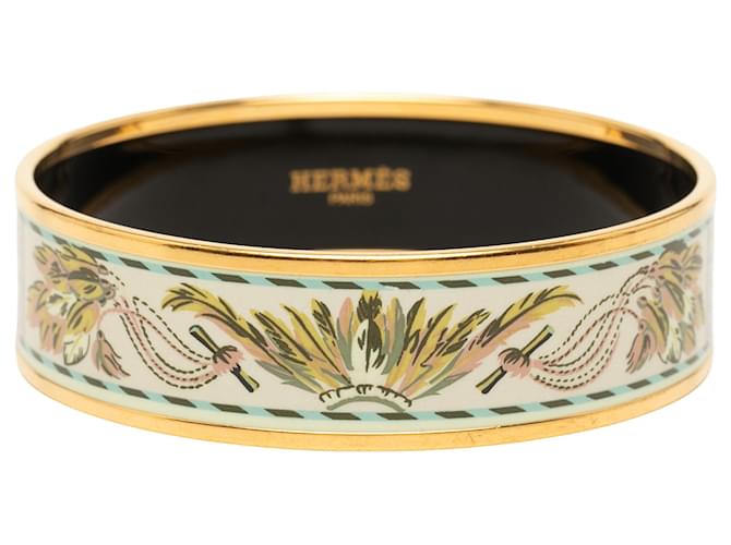 Hermès White Wide Enamel Brazil Candeur Bangle 65 