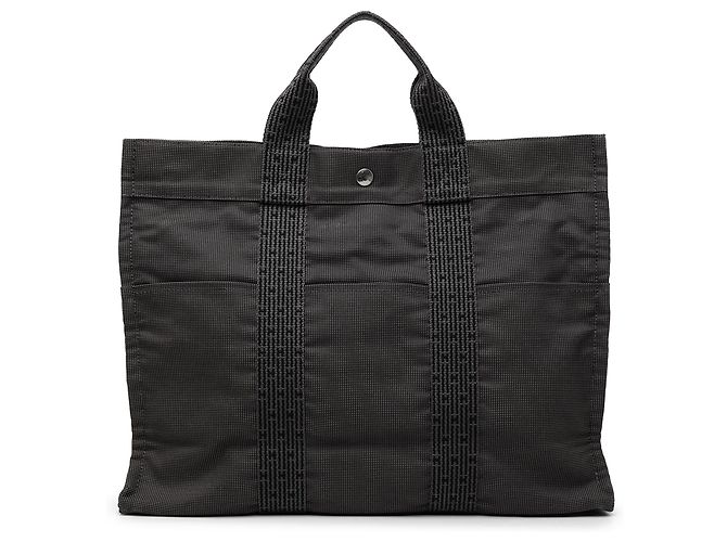 Hermès Gray Canvas Herline MM Marron Gris anthracite