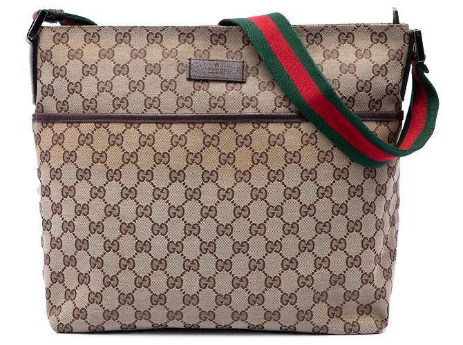 Gucci Bege GG Canvas Web Crossbody
