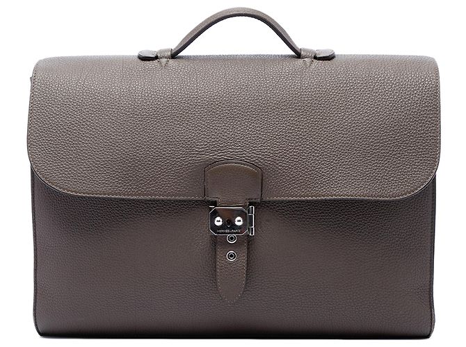 Hermès Sac A Depeches 38 em Togo Marrom Castanho escuro