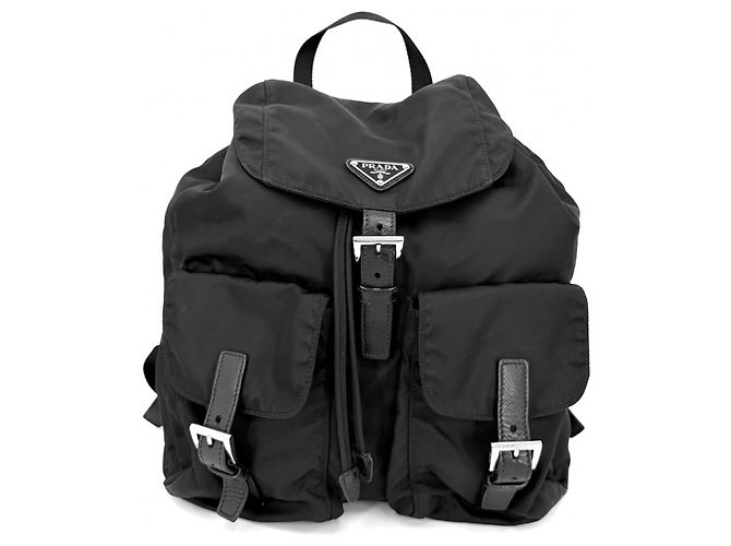Prada Triangle Logo Backpack Black