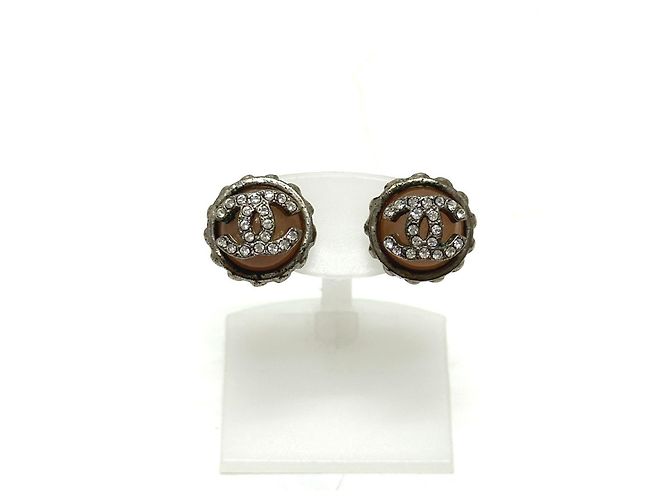 Timeless Orecchini a lobo Chanel 02C Rhinestone Coco Mark Argento Rosa