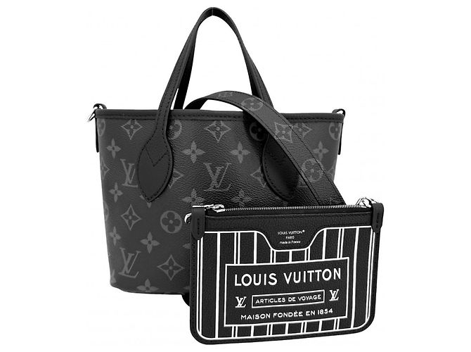 Borsa Louis Vuitton Monogram Eclipse Neverfull Inside Out BB da donna Nero 