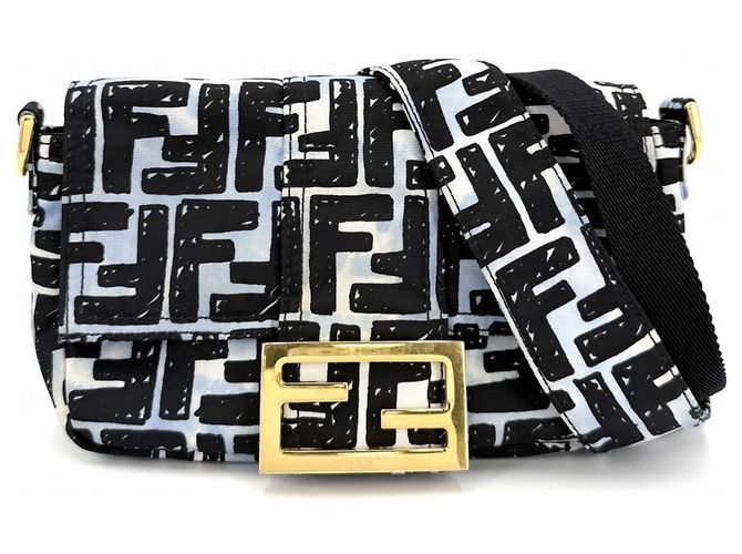 Borsa a tracolla Zucca da uomo e donna Fendi Nero Bianco Blu