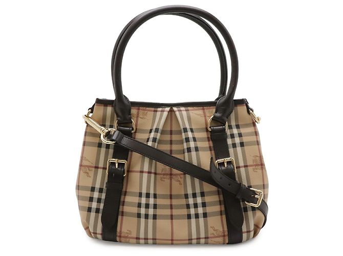 Borsa Tote 2WAY Burberry Nova Check in PVC e pelle Marrone Beige