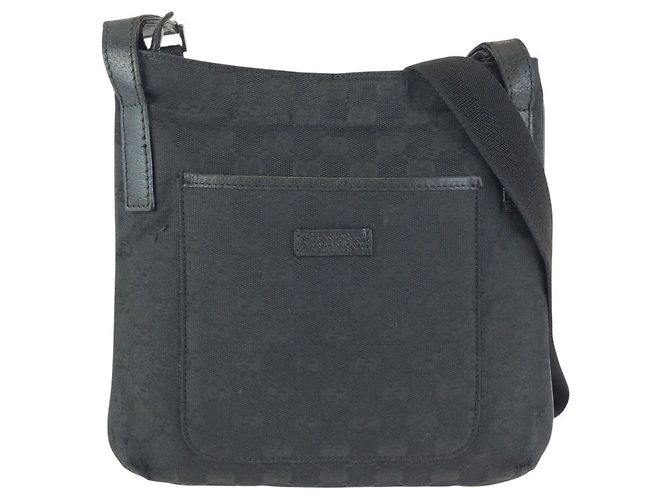 Bolsa Messenger Gucci GG Canvas e Couro Preto