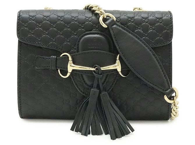 Borsa a tracolla Emily in pelle Microguccissima Gucci Nero