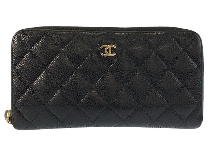 Portafoglio lungo in pelle matelassé Chanel Nero