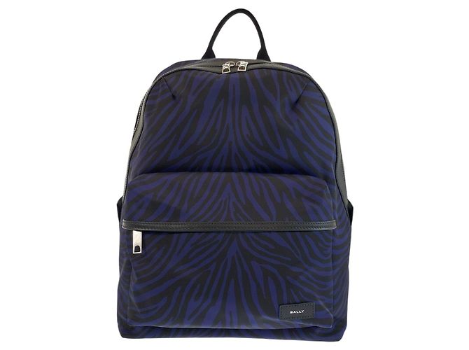 Bally Zebra Nylon Backpack Blue
