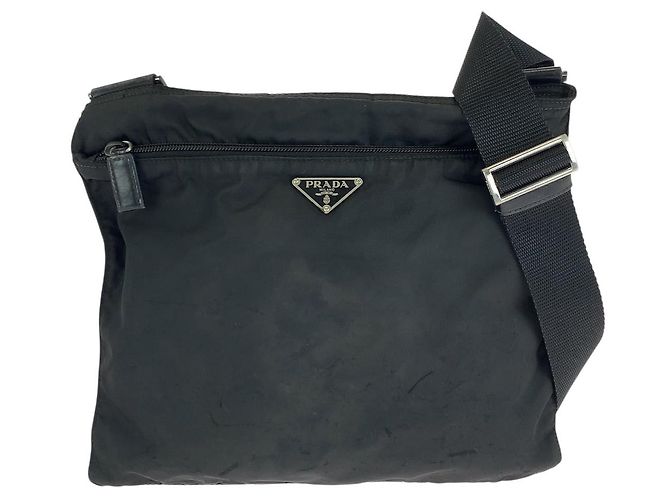 Borsa a tracolla in nylon Tessuto con logo triangle Prada Nero