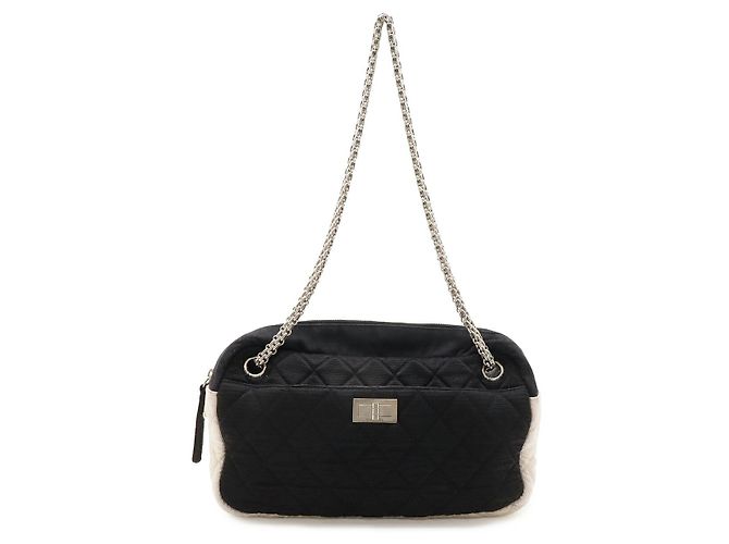 Borsa a Spalla in Raso e Tela Chanel Nero