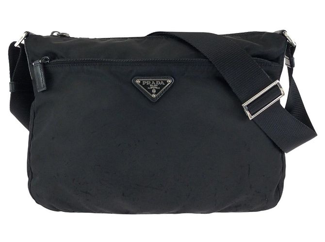 Bolso de hombro de nylon Prada Tessuto con logotipo triangle Negro