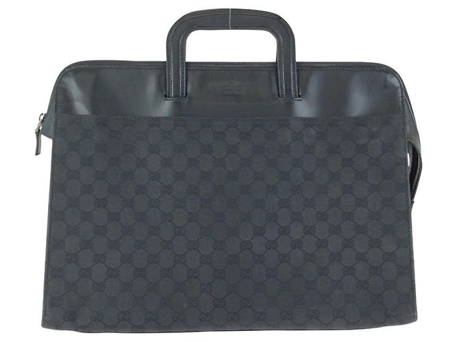 Gucci GG Canvas Leder Aktentasche Schwarz