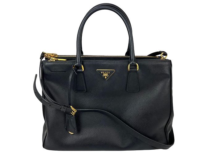 Sac cabas Prada Saffiano Leather Double Zip Black Noir