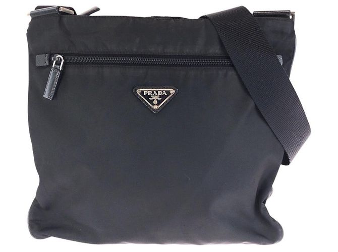 Bolso de hombro de nylon Prada Tessuto con logotipo triangle Negro