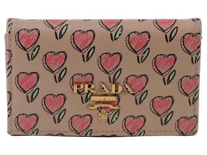 Prada Tarjetero con estampado de corazón Rosa
