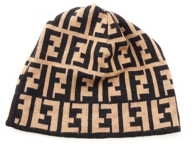 Gorro de lã FENDI Marrom Bege