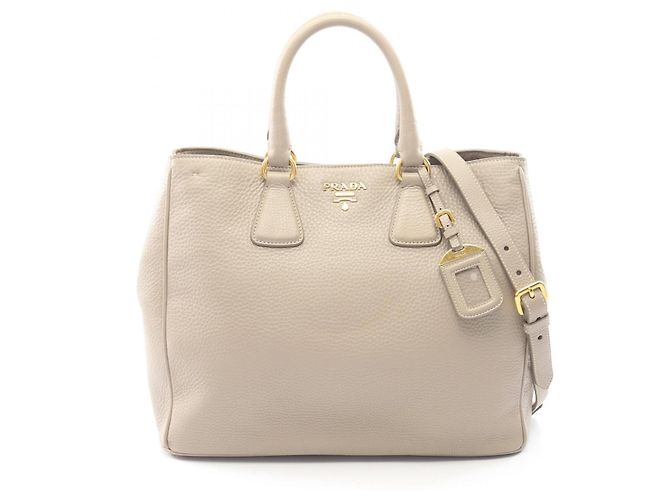 Tote Sac cabas 2way en cuir VIT.DAINO Prada Marron Beige
