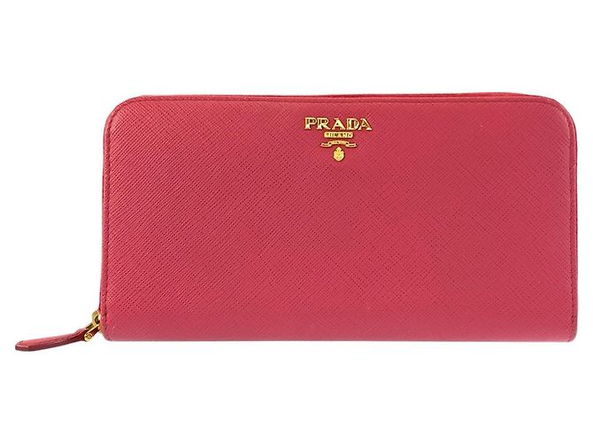 Cartera larga de cuero Saffiano Prada Rosa