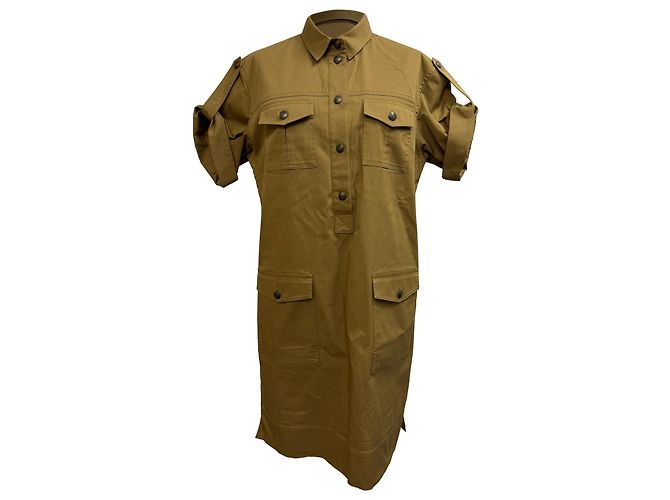 Vestido Etro com detalhe de bolso em algodão marrom Vermelho