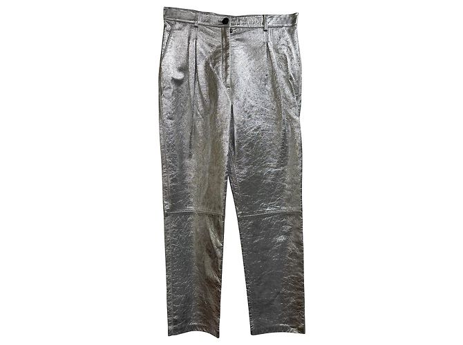 Etro Metallic-Hose aus silberner Viskose Metallisch