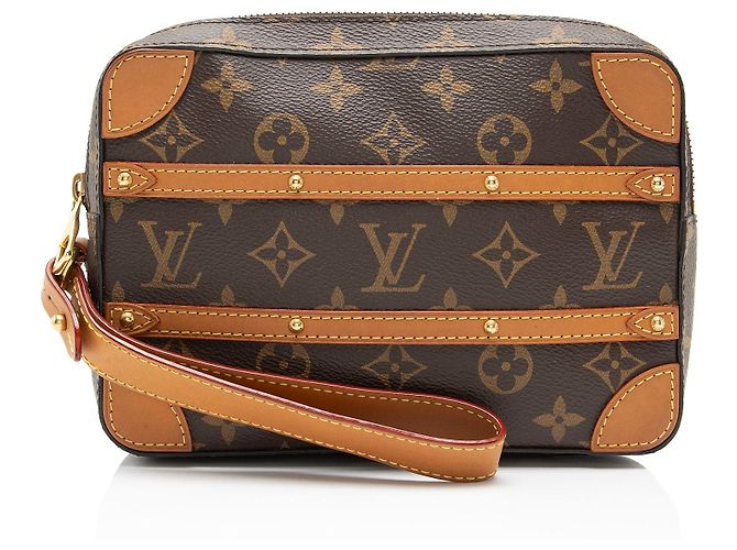 Louis Vuitton Monogram Canvas Studded Soft Trunk Pouch Braun