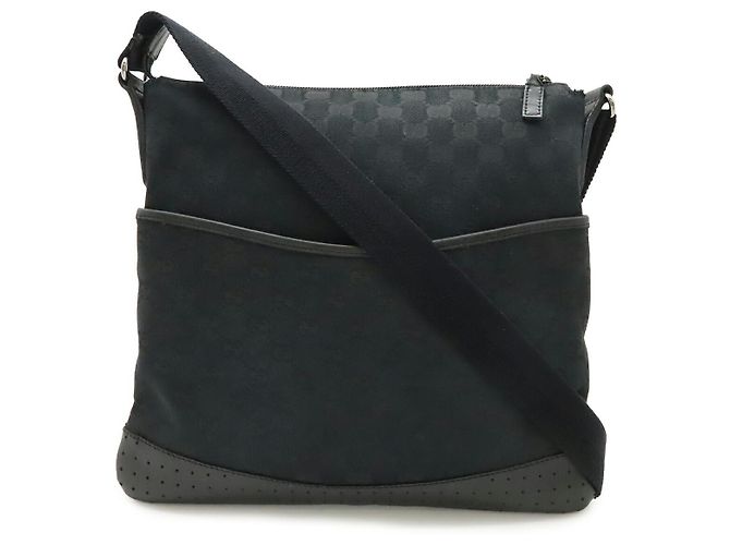 Borsa a tracolla Gucci GG Canvas e pelle nera Nero